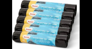 Dumil Vuilniszak met trekband - 15 zakken van 60 liter - 5 rollen