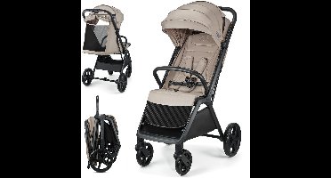 Kinderkraft LOOM Buggy – Lichtgewicht & Compact – Automatisch Inklapbaar – Verstelbare Rugleuning – Beige