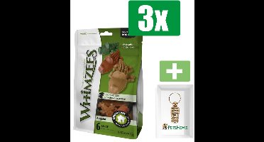Whimzees Tandenborstel Start M - Kauwsnacks - Hond - 8,7cm - 12st - 3 Zakken - Inclusief PetsHome Goudkleurige Adreskoker