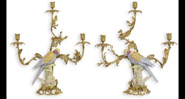 Kandelaar - Papegaai brons - set van 2 - 65 cm hoog