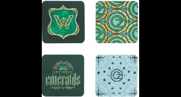 Set van 4 Wicked Emerald City Onderzetters met Metallic Afwerking in Reliëf