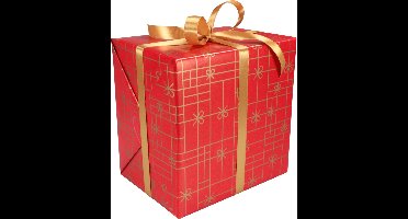 Cadeaupapier 30cm 200m 80gr/m Rood met gouden strikken