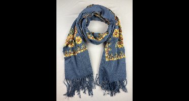 Geborduurde sjaal met bloemen en kleuren van 80% viscose en 20% katoen