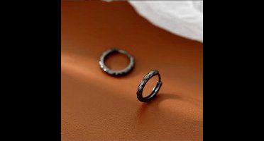 Gading® dames klapoorringen- zwart buis -15mm *2mm- zilver 925