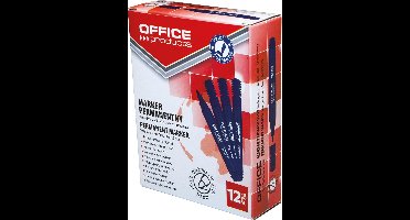 OFFICE products permanent marker 1-3 mm, rond, blauw 12 stuks