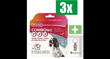 Beaphar Combotec Anti Vlooien en Teken Druppels Hond 10-20 kg 2 pipetten - 3 Stuks - Inclusief PetsHome Goudkleurige Adreskoker