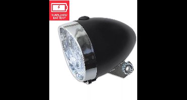 LYNX Retro Basic Koplamp - 3 heldere LED's - inclusief batterij - matzwart