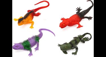 Atosa Speelgoed hagedissen dieren speelfiguren - set 4x stuks - kunststof - tussen 20-25 cm - kleuren mix