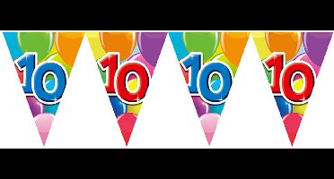 12x Vlaggenlijn 10 jaar 10 meter dubbelzijdig bedrukt - Verjaardag Feestje Vlag Vlaggen Versiering Slinger Feestdecoratie Decoratie