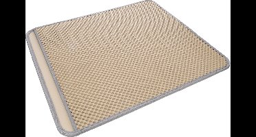 Flamingo Kattenbakmat Matz Beige – 70 cm L x 60 cm B x 1.3 cm H,Antislip, Waterdicht - Honingraatstructuur - Uitloopmat - Placemat Kat - Schoonloopmat Kattenbak - Kattenbak Accessoires - Katten Grit Opvanger - Katten Mat