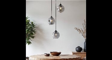 LumenXL LumenXL - Hanglamp Fajah - Golvend glas - Smoke - 3-lichts - E27