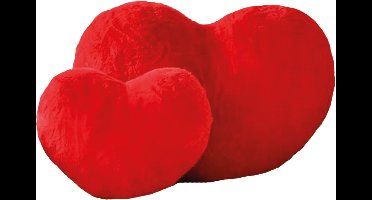 S&E Zachte Hartvormige Kussen - Pluche Konijnenbont Decoratief Kussen voor Bank, Bed of Slaapkamer - Perfect Valentijnscadeau voor Meisjes en Vrouwen - 50 x 34 cm - Rood