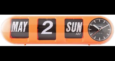 Karlsson Wandklok Tube Flip - Helderoranje - 38x10x13.5cm - Wandklok Scandinavisch