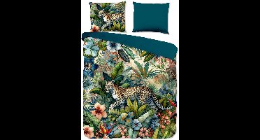 Pure dekbedovertrek luipaard met bladeren - 1 persoons 140x200/220 cm - Multi - Microvezel