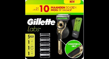 GilletteLabs Met Exfoliërende Strip Scheersysteem Champion Gold - 1 Handvat + 5 scheermesjes + 1 muurhanger + 1 etui - van de makers van Gillette Fusion