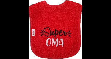 Rode slab met "Super Oma" - grootmoeder, babyshower, zwanger, cadeautje, kraamcadeau, grappig, geschenk, baby, tekst, rood