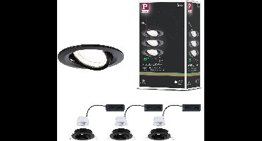 LED-inbouwlamp Nova Coin Set van 3 rond 84mm 50° 3x2,8W 3x505lm 230V 4000K Zwart mat