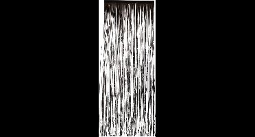 Folie deurgordijn versiering - zwart - 244 x 91 cm - glitter and glamour wanden - grote oppervlakten maken in glitter folie