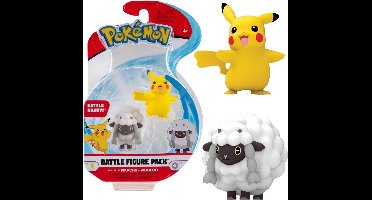 Wicked Cool Toys Pokémon Battle Figure - Pikachu & Wooloo - Speelfiguren cadeau
