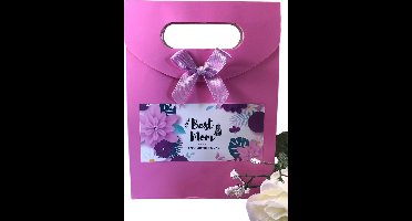 Geschenktasje met strik en sticker - 4 stuks