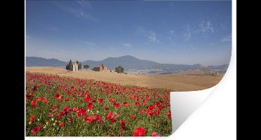 Muurstickers - Sticker Folie - Bloemenweide - Rozen - Huisjes - 30x20 cm - Plakfolie - Muurstickers Kinderkamer - Zelfklevend Behang - Zelfklevend behangpapier - Stickerfolie