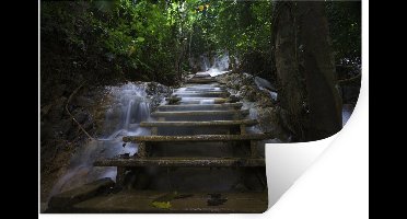 Muurstickers - Sticker Folie - Trap -Waterval - Bomen - 30x20 cm - Plakfolie - Muurstickers Kinderkamer - Zelfklevend Behang - Zelfklevend behangpapier - Stickerfolie