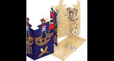 Amscan - 8 Uitnodigingen en enveloppen Piraten Map