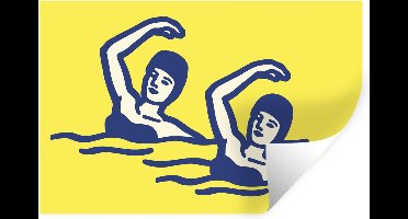 Muurstickers - Sticker Folie - Een illustratie van twee vrouwen die synchroon zwemmen - 30x20 cm - Plakfolie - Muurstickers Kinderkamer - Zelfklevend Behang - Zelfklevend behangpapier - Stickerfolie