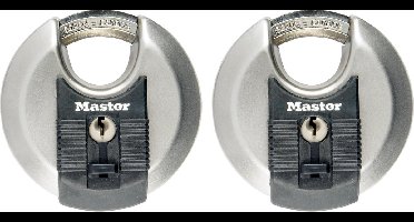 MasterLock Hangslot - RVS Discusslot - Weersbestendig - 70 mm - 2 stuks - M40EURT
