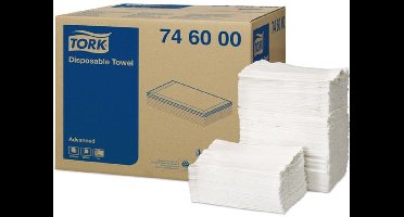 Tork Advanced handdoek, wit, 5-laags, 30 x 68 cm, doos à 250 vel (746000)
