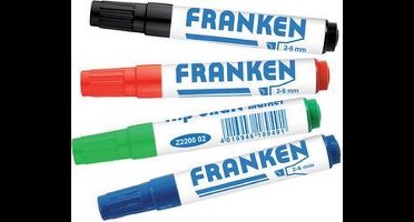 Franken Z2203, 4 stuk(s), Zwart, Blauw, Groen, Rood, Wit, Kunststof, Koker, 2 mm