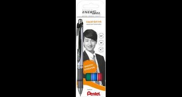 Gelschrijver Pentel Energel BL77 0.4mm blister à 4 stuks (oranje, roze, lichtblauw en violet)