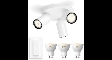 Philips Hue Pongee Opbouwspot (Wit) - Warm tot Koelwit Licht - Incl. Hue Dimmer Switch - Plafondspot met 3 Lichtpunten - GU10 - Hue White Ambiance