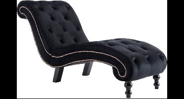 vidaXL - Chaise - longue - fluweel - zwart