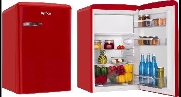 Amica AR1112R - Retro Tafelmodel Koelkast - Rood - Stil met 37dB!