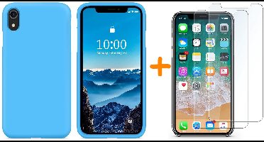 Hoesje Geschikt voor iPhone Xr Hoesje – Turquoise Liquid siliconen Hoesje Nano TPU backcover - met 2 Pack Screenprotector / tempered glass