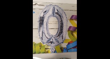 cijferballon 0 zilver met blauwe ster, kindercrea