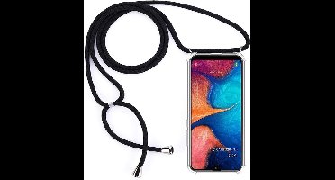 Hoesje Geschikt Voor Samsung Galaxy A20e Hoesje transparant silicone met Koord – Zwart