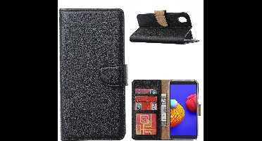 Hoesje Geschikt Voor Samsung Galaxy A01 Core Hoesje book case met Pasjeshouder - Zwart