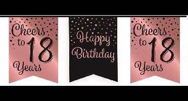 Vlaggetjesslinger roze/zwart - 18