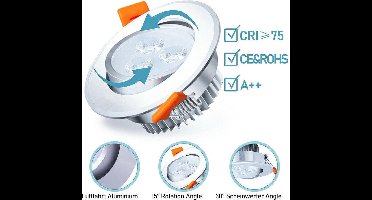 Oem Inbouwspot - LED 3W -  Kantelbaar - 6 stuks - Warm Wit Licht