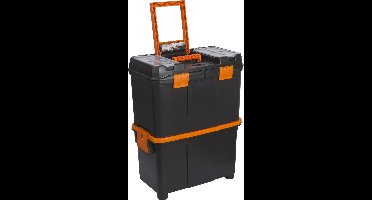 Gereedschapskoffer met Wielen - Leeg - Gereedschapstrolley - Zwart met Oranje