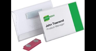 5 x Badge Durable 8117 vlak met magneet 54x90mm + vel naamkaartjes