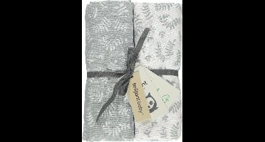 Briljant Baby Inbakerdoek Swaddle Hydrofiel 120 x 120 - Botanic - Grijs - 2 Stuks