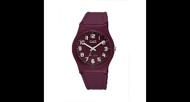 Q&Q VS42J008Y - Horloge - Sport - Analoog - Unisex - Plastic band - Rond - Cijfers - Kunststof - Bordeaux Rood - Wit - 10 ATM