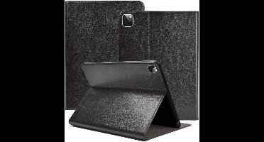 Hoes geschikt voor iPad Pro 2021 12.9 inch - Hoes Leren Case Zwart