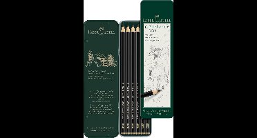 Faber-Castell grafietpotloden set - Pitt Mat - blik 6 stuks - matzwart - FC-115207