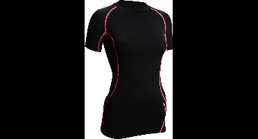 Avento Compressieshirt - Korte Mouw - Vrouwen - Zwart/Roze - Maat 38