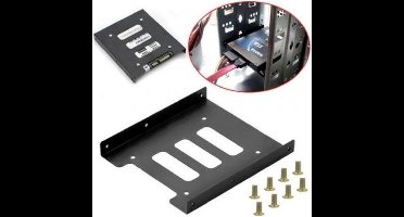 Inbouwframe voor 2,5" SSD/HDD op 3,5" HDD Montageframe incl. schroeven - Metaal - Zwart