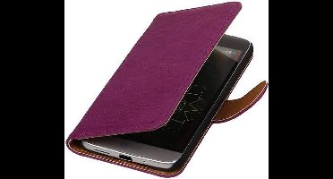 Washed Leer Bookstyle Wallet Case Hoesje - Geschikt voor Sony Xperia Z1 Paars